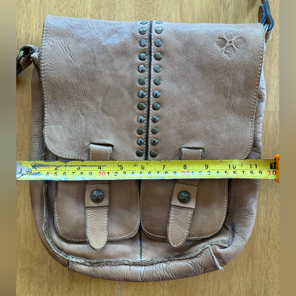 Patricia Nash ARMENO Brown Italian Leather Crossbody Messenger Tan - Picture 15 of 16